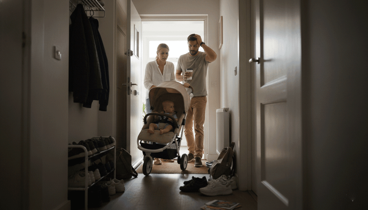 玄関にベビーカーを置いた際のサイズ感のイメージ