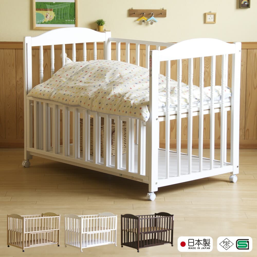 日本製 ベビーベッド 「エリーゼ【B品／アウトレット】」　ふとんセット 布団セット 収納 木製ベッド 赤ちゃん ベビーサークル ベビー用品 石崎家具：スリーピー楽天市場店