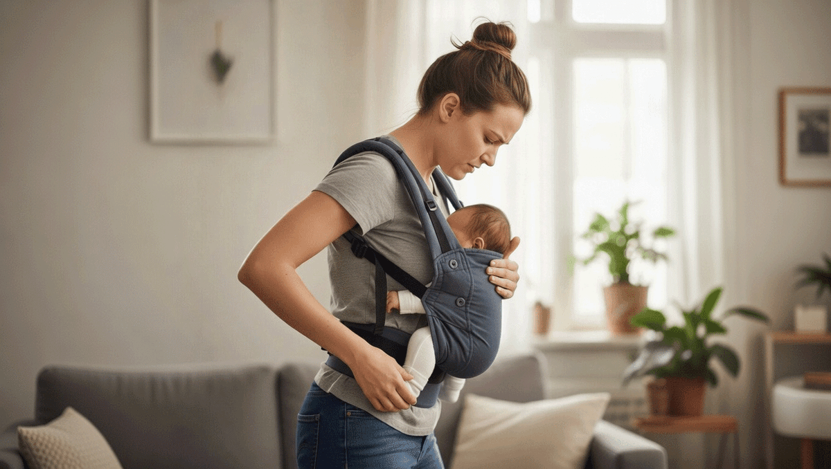 赤ちゃんのM字開脚をサポートする抱っこ紐のイメージ